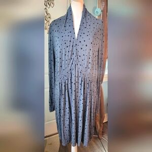 Boden Betty Jersey Long Sleeve Mini Dress Women's 16L Blue-Gray Star Print Soft